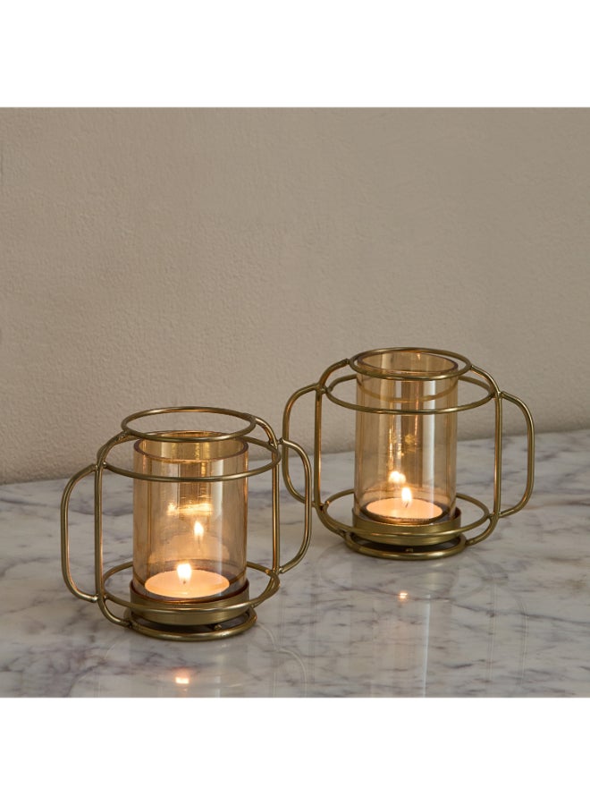 Home Box Decorative Tealight Holders Set in Gold - Image 1